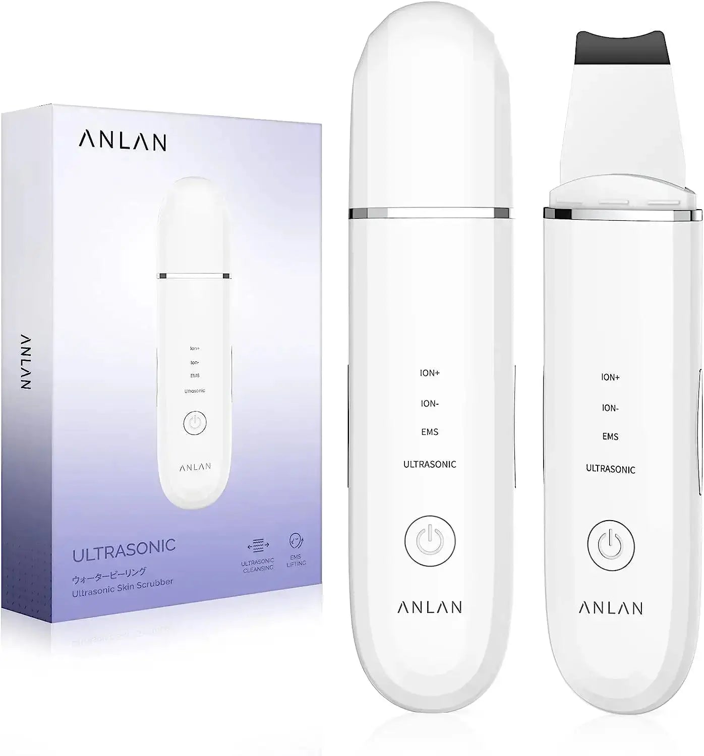 ANLAN Ultrasonic Skin Scrubber – Deep Clean & Lift with packaging and device features for radiant skin.